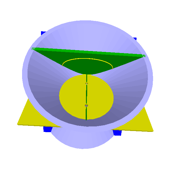 Standbild eines Doppelkegels mit
				   ebenen Schnitten: Ellipse und Hyperbel